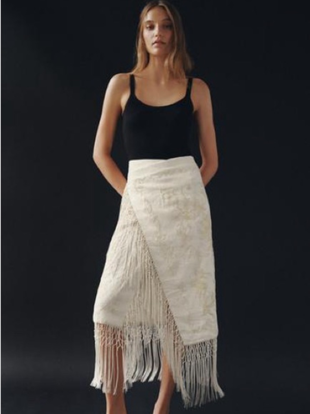 ZARA ZW COLLECTION 100% LINEN EMBROIDERED MIDI SKIRT - Picture 2 of 14